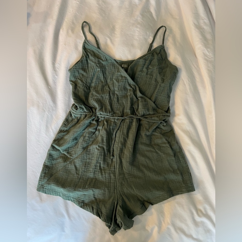 Crinkle cotton romper